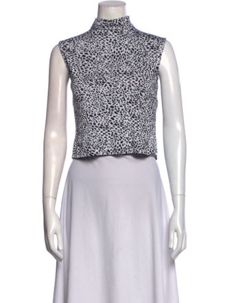 St. John Printed Mock Neck Crop Top