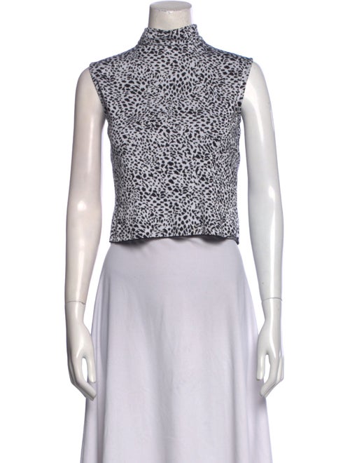 St. John Printed Mock Neck Crop Top