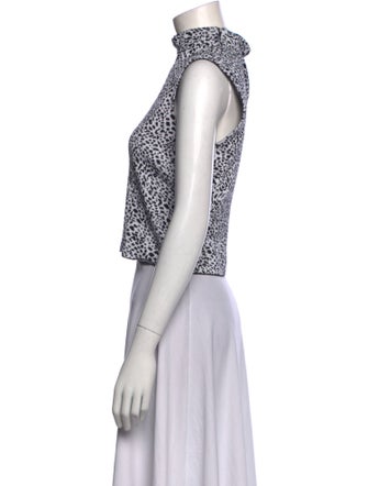 St. John Printed Mock Neck Crop Top