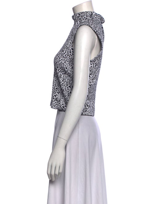 St. John Printed Mock Neck Crop Top