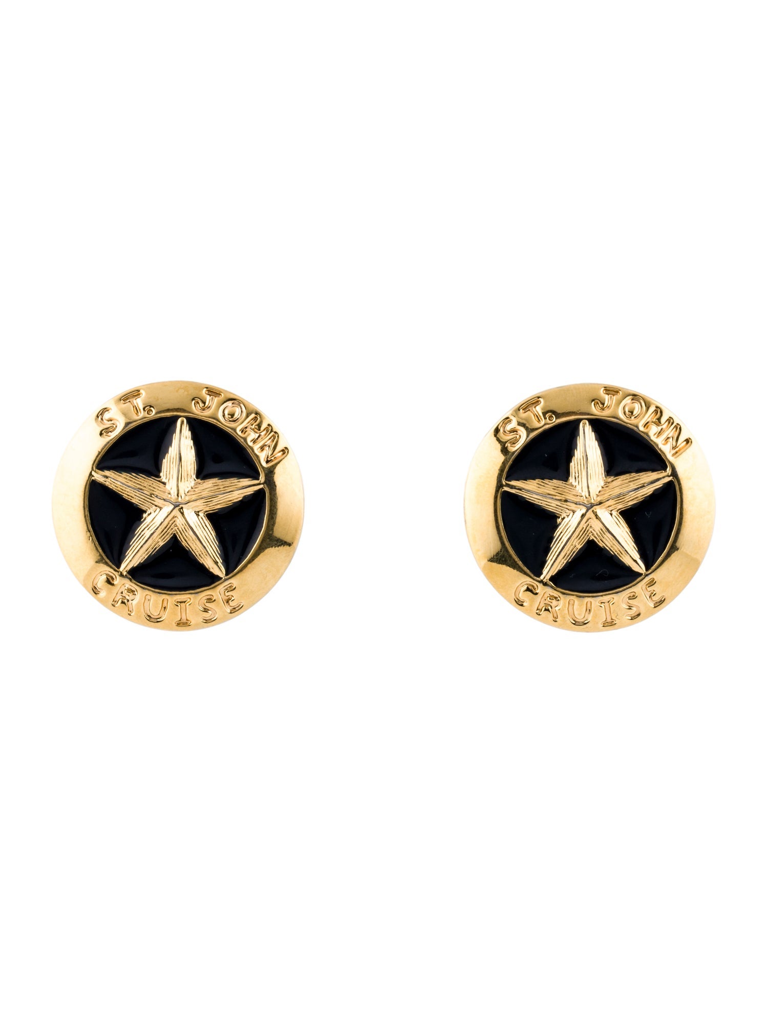 St. John Enamel Star Clip-On Earrings