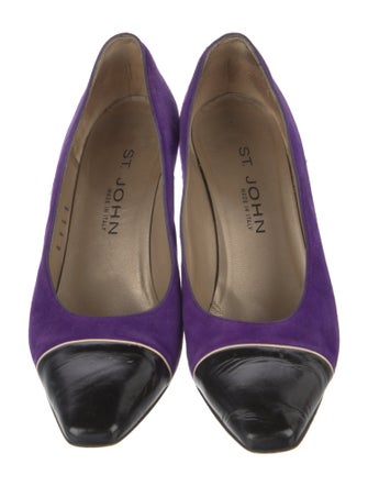 St. John Suede Colorblock Pattern Pumps