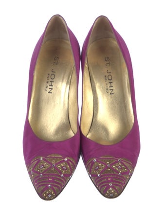 St. John Satin Graphic Print Pumps