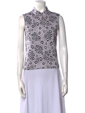 St. John Printed Mock Neck Top