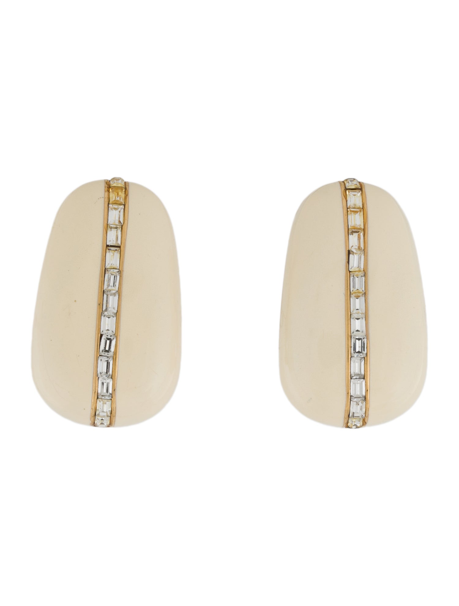 St. John Crystal & Enamel Clip-On Earrings
