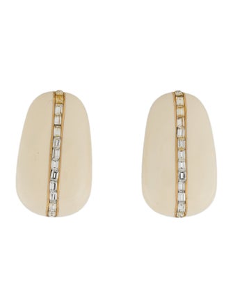 St. John Crystal & Enamel Clip-On Earrings