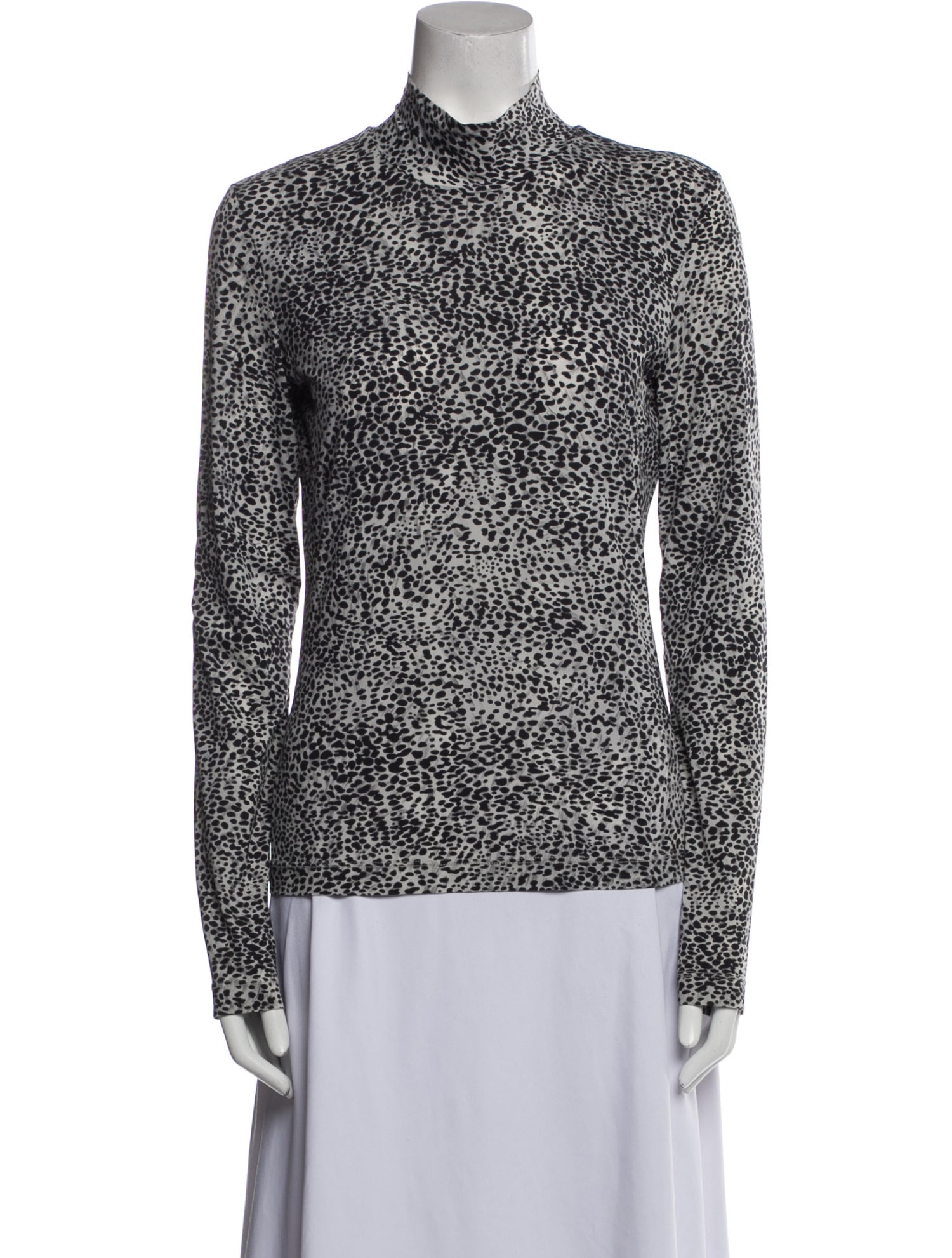 St. John Animal Print Mock Neck Blouse