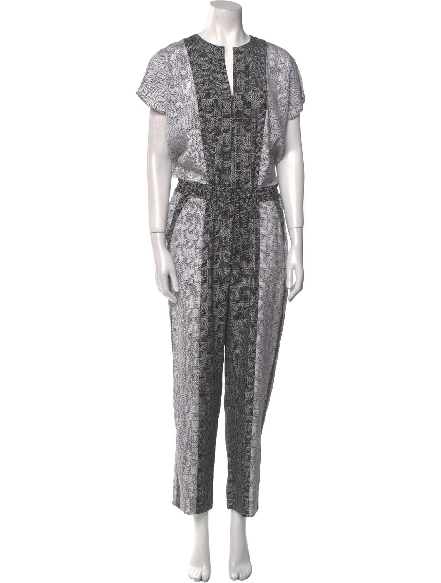 St. John Silk Colorblock Pattern Jumpsuit