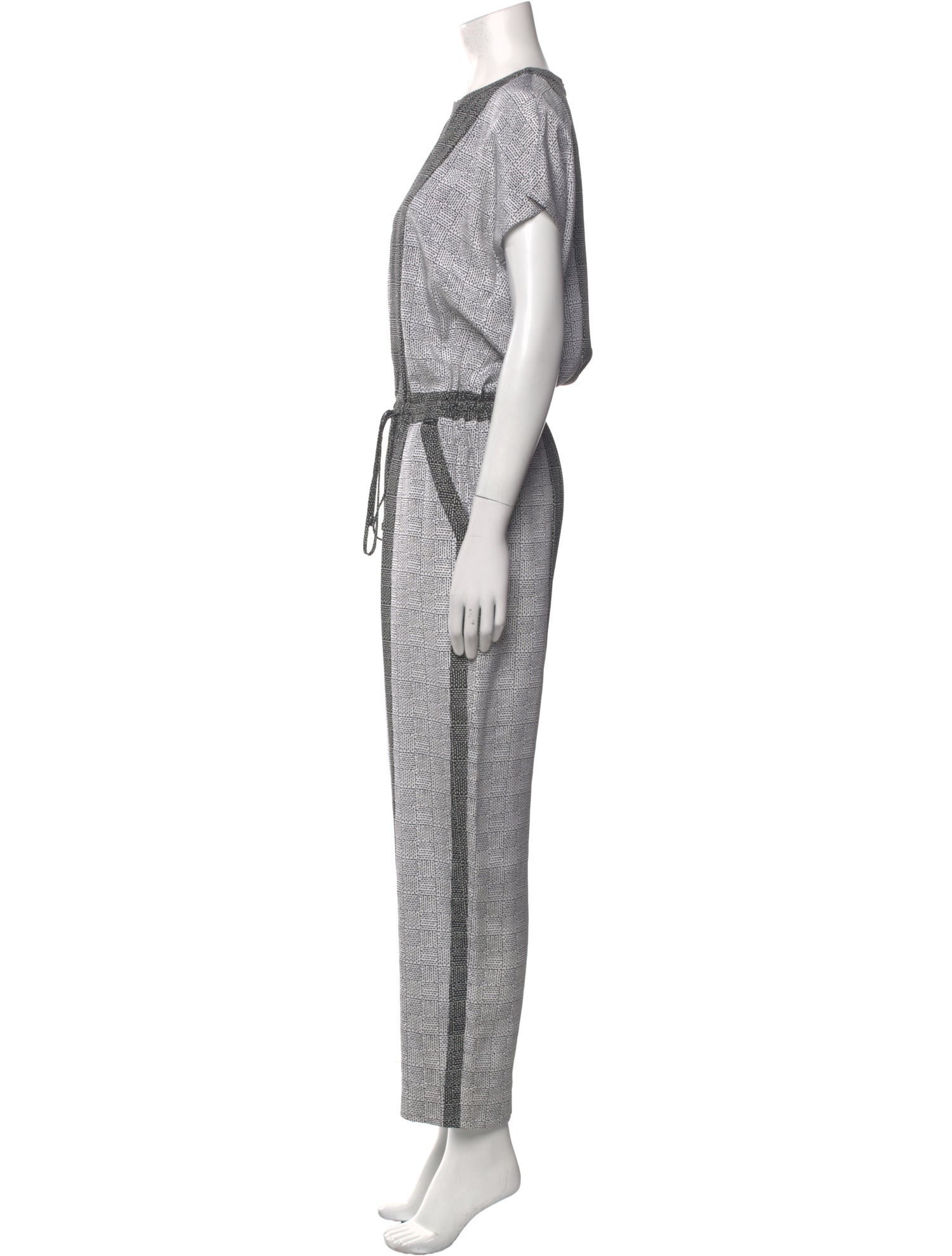 St. John Silk Colorblock Pattern Jumpsuit