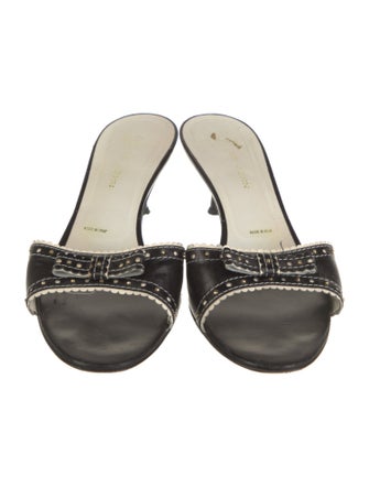 St. John Leather Bow Accents Slides