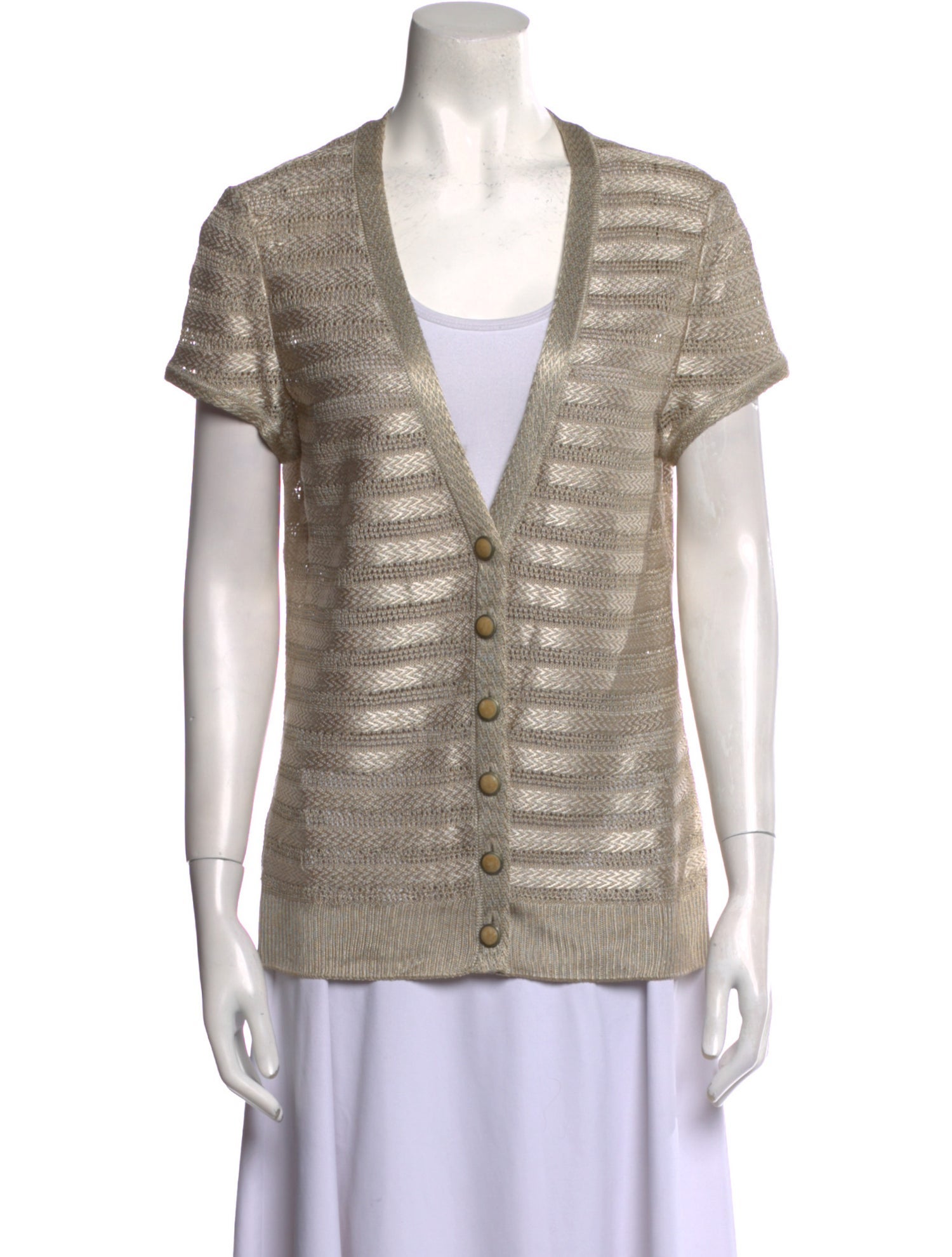 St. John Plunge Neckline Short Sleeve Top