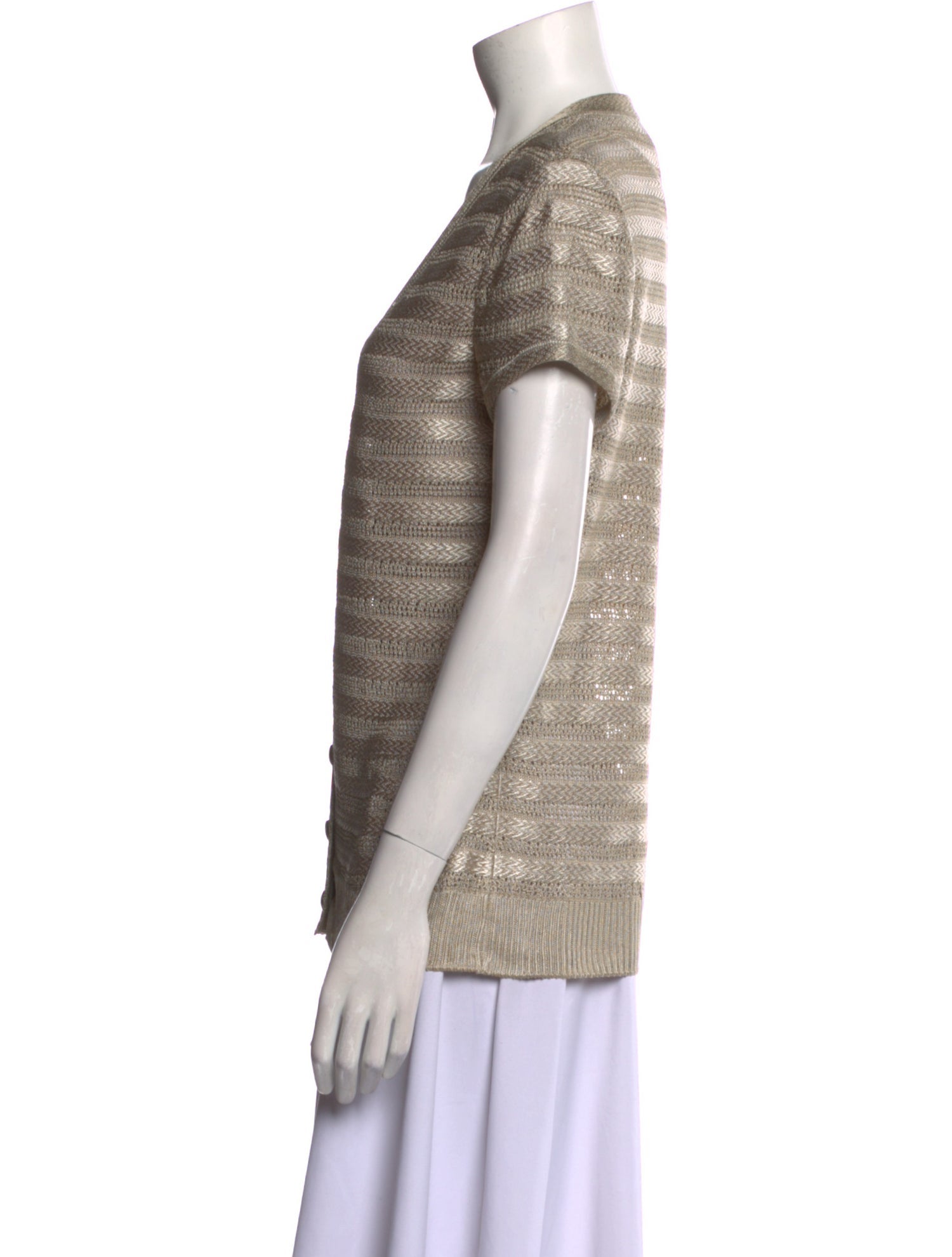 St. John Plunge Neckline Short Sleeve Top