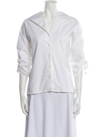 St. John V-Neck Three-Quarter Sleeve Button-Up Top