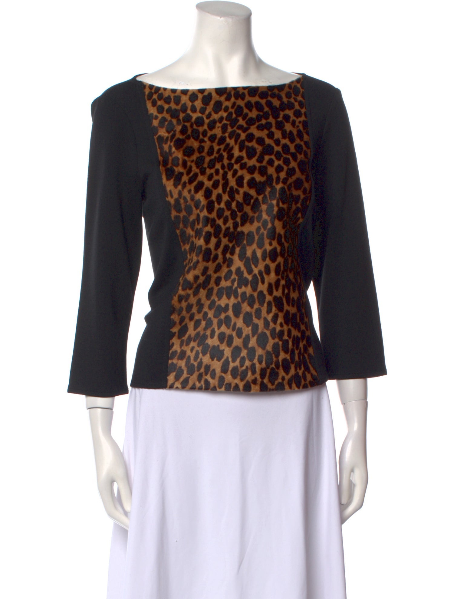 St. John Calf Hair Animal Print Top