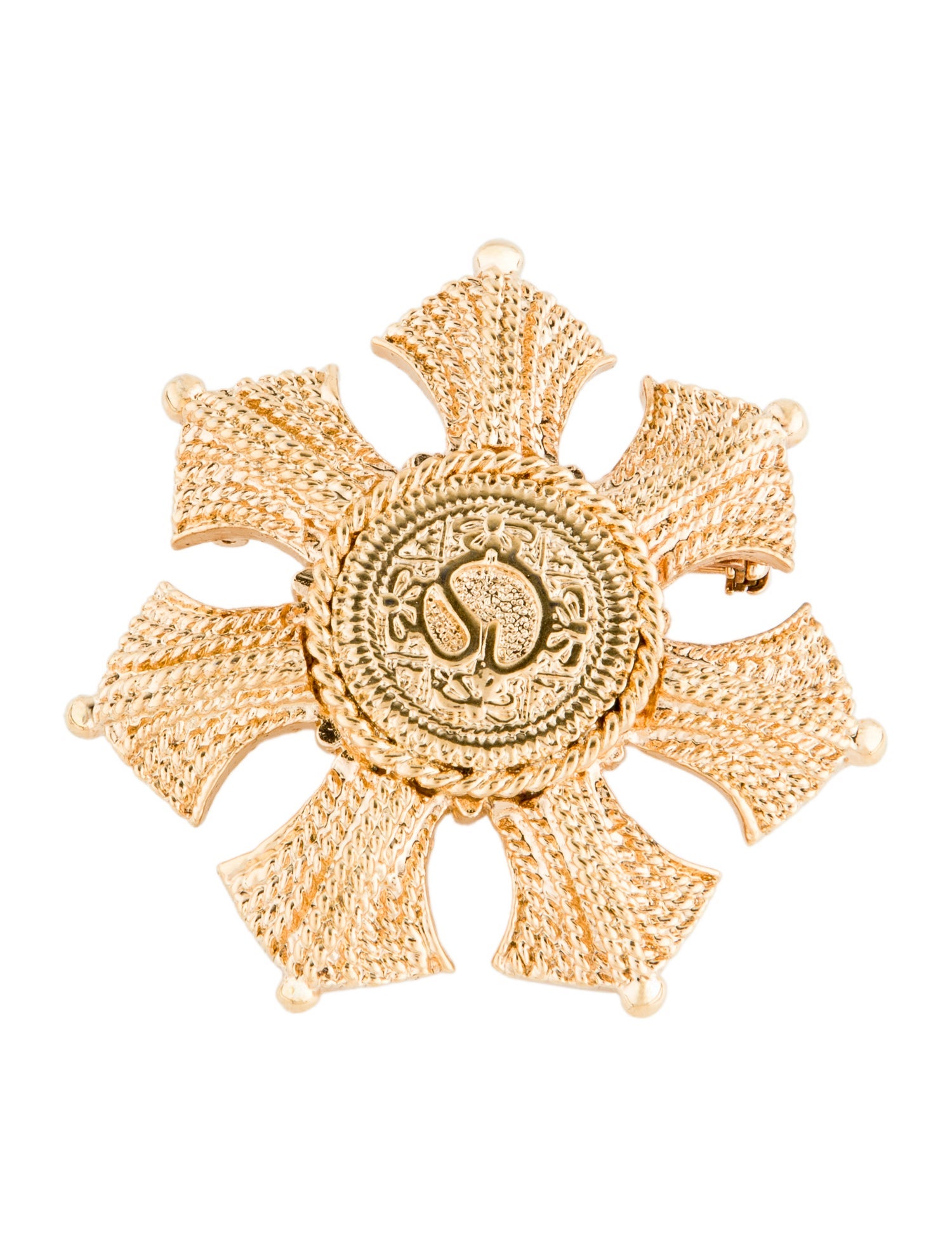 St. John Logo Textured Brooch