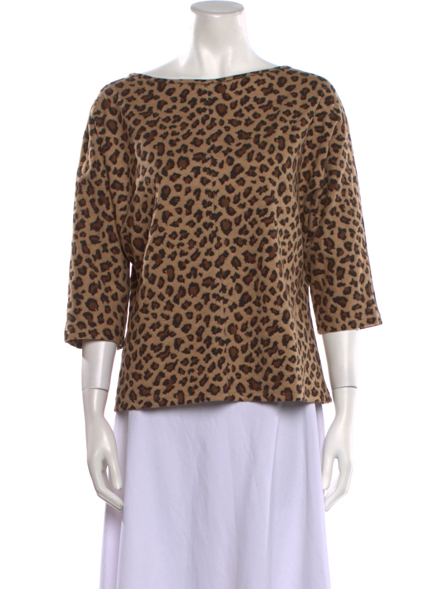 St. John Animal Print Bateau Neckline Blouse w/ Tags