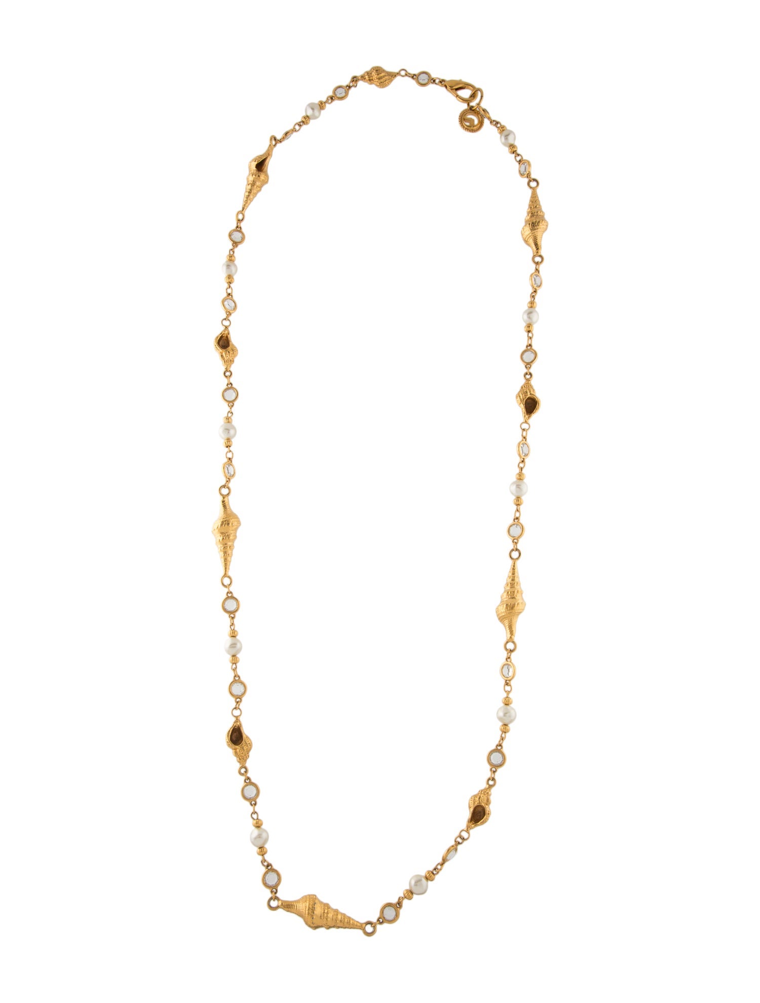 St. John Faux Pearl & Crystal Station Necklace