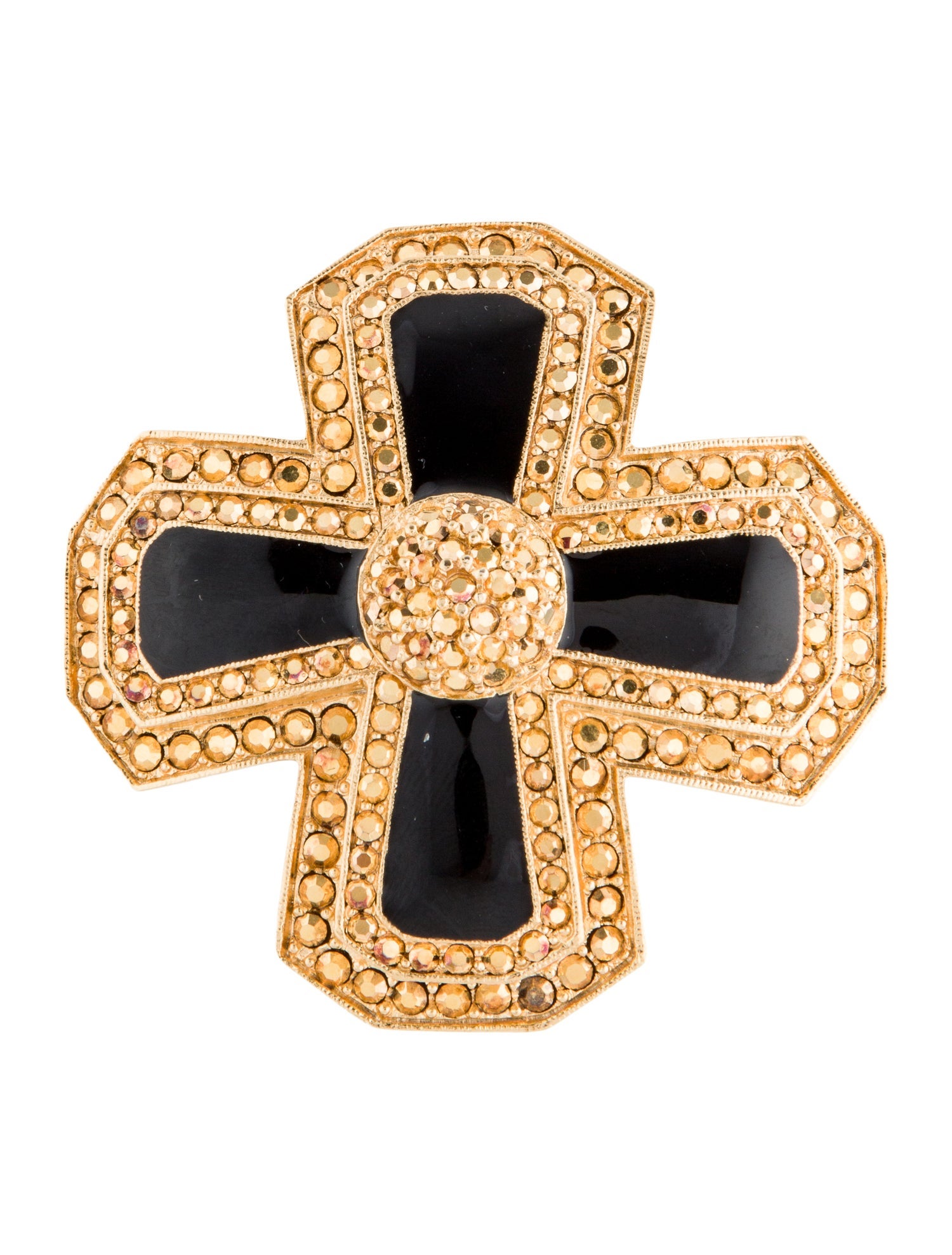 St. John Vintage Enamel Maltese Cross Convertible Pendant Brooch