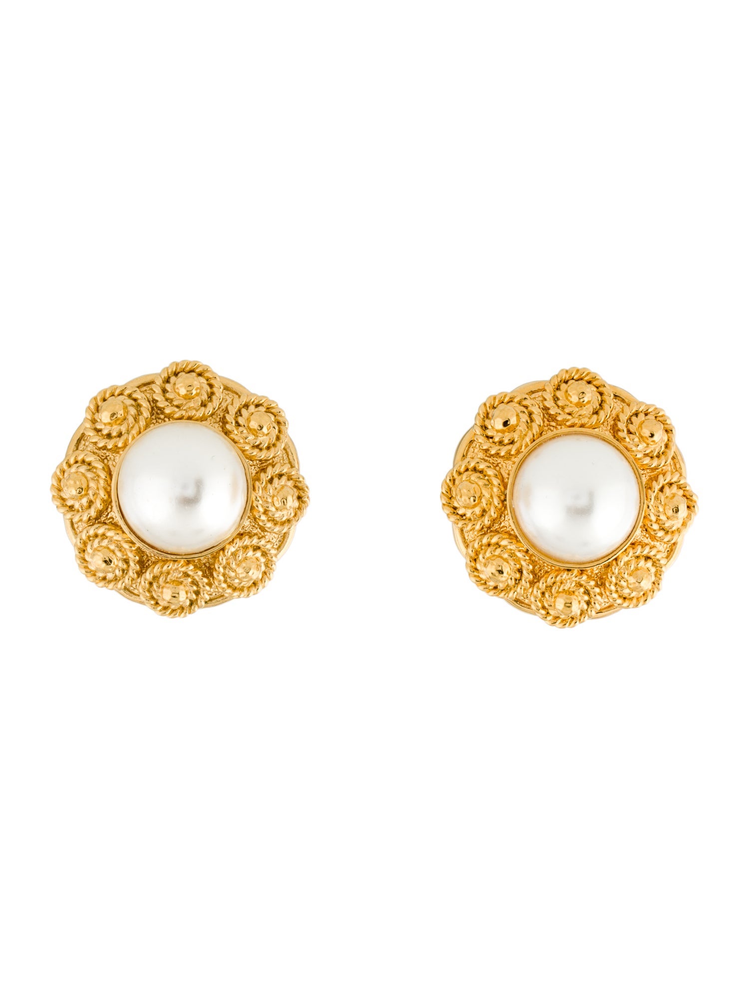 St. John Faux Pearl Clip-On Earrings