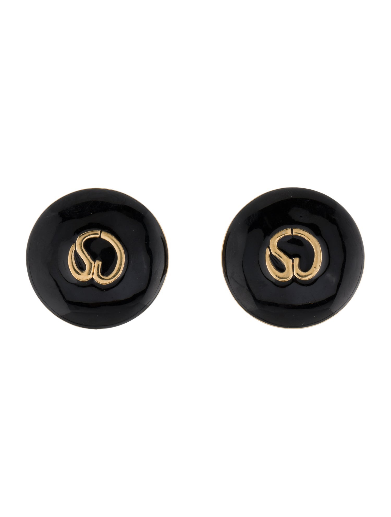 St. John Enamel Logo Clip-On Earrings