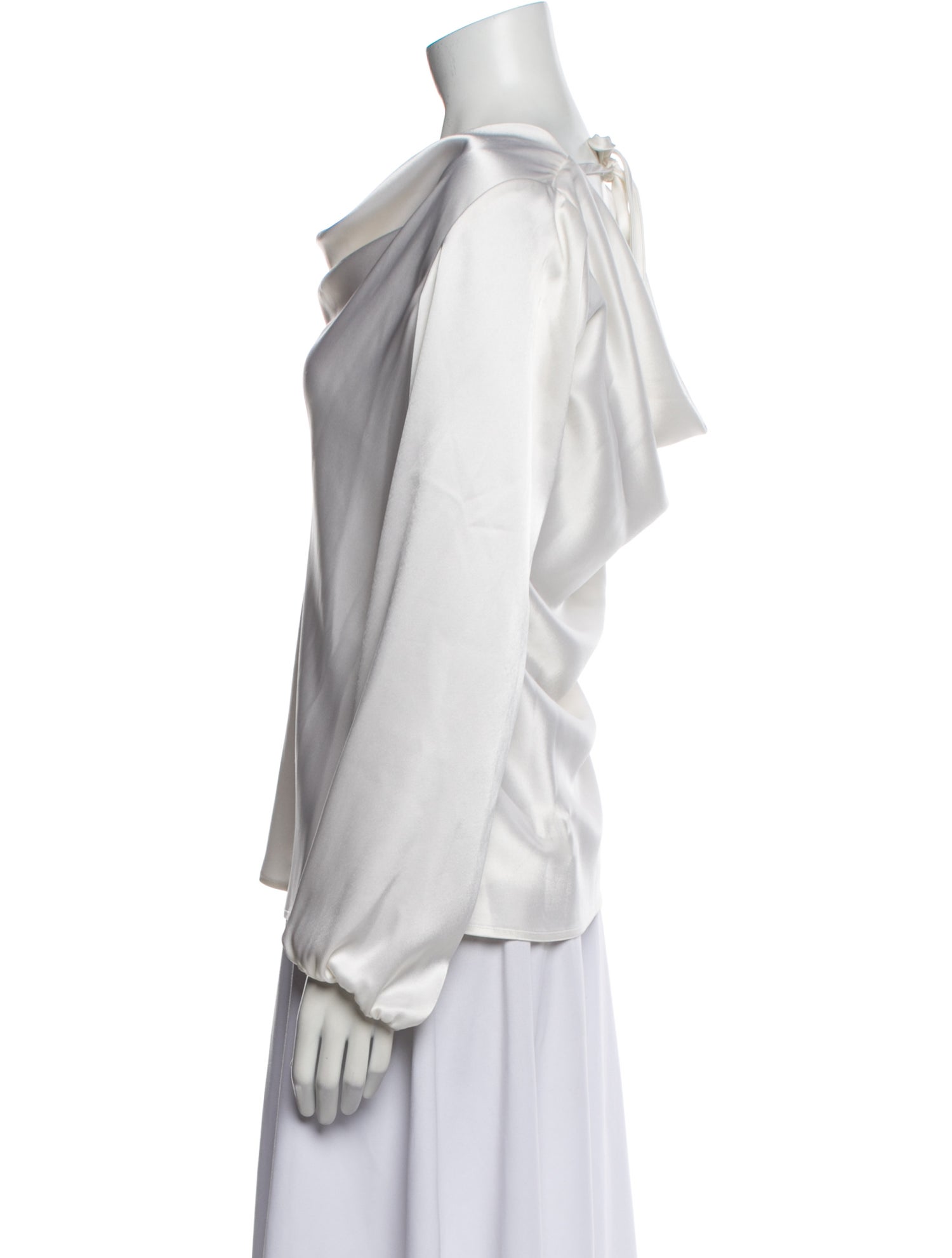 St. John Satin Cowl Neck Blouse