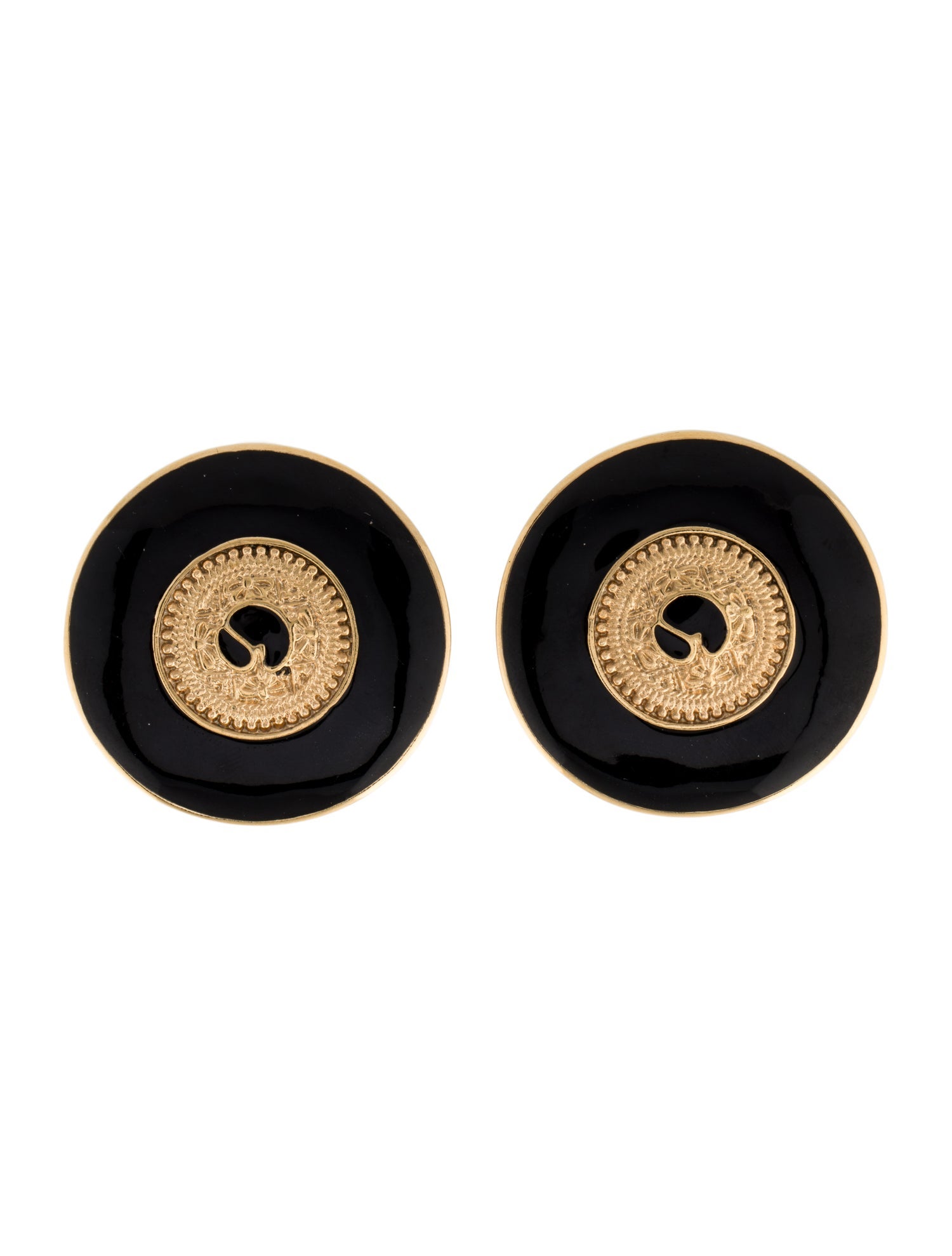 St. John Enamel Large Clip-On Earrings