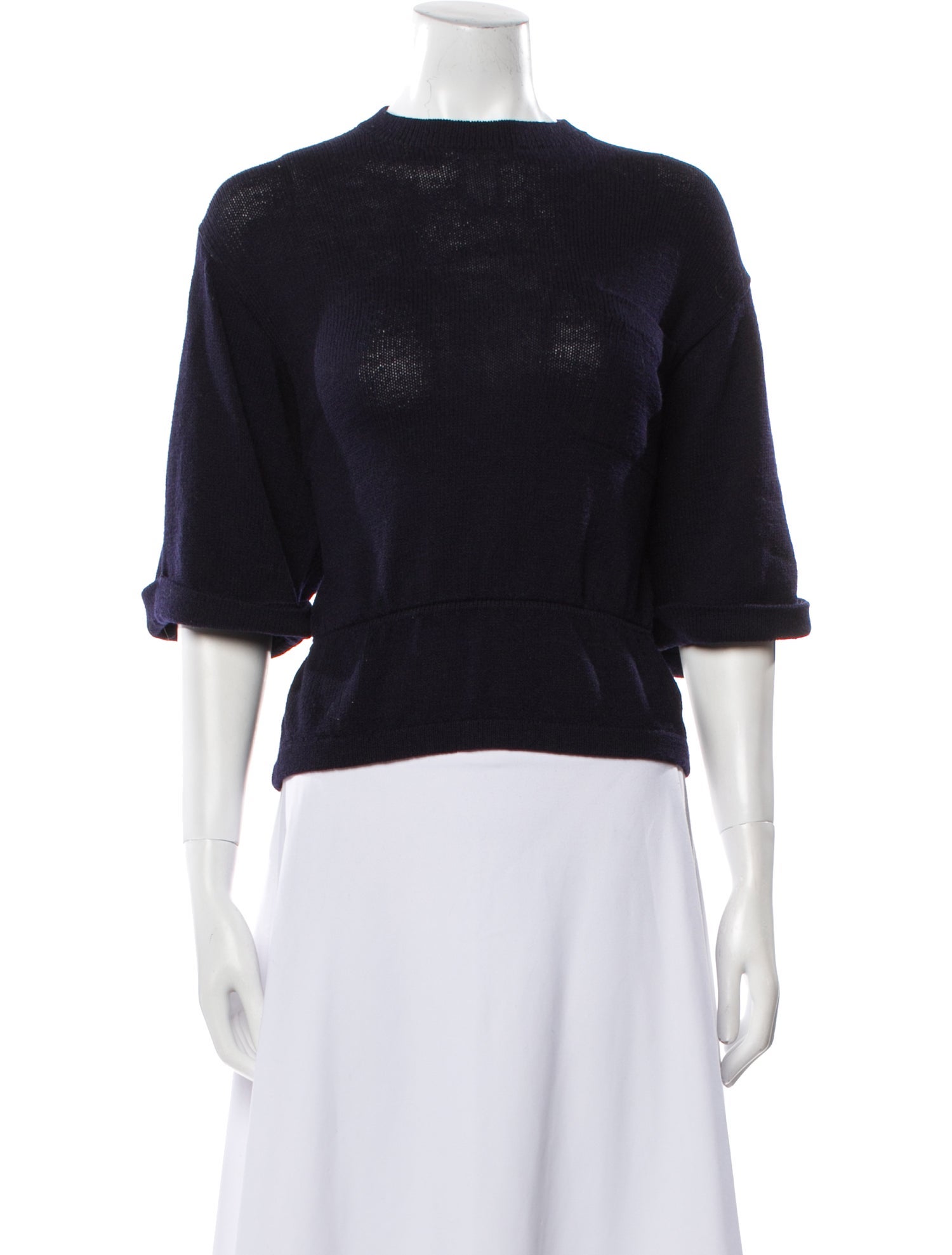 St. John Mock Neck Short Sleeve Crop Top