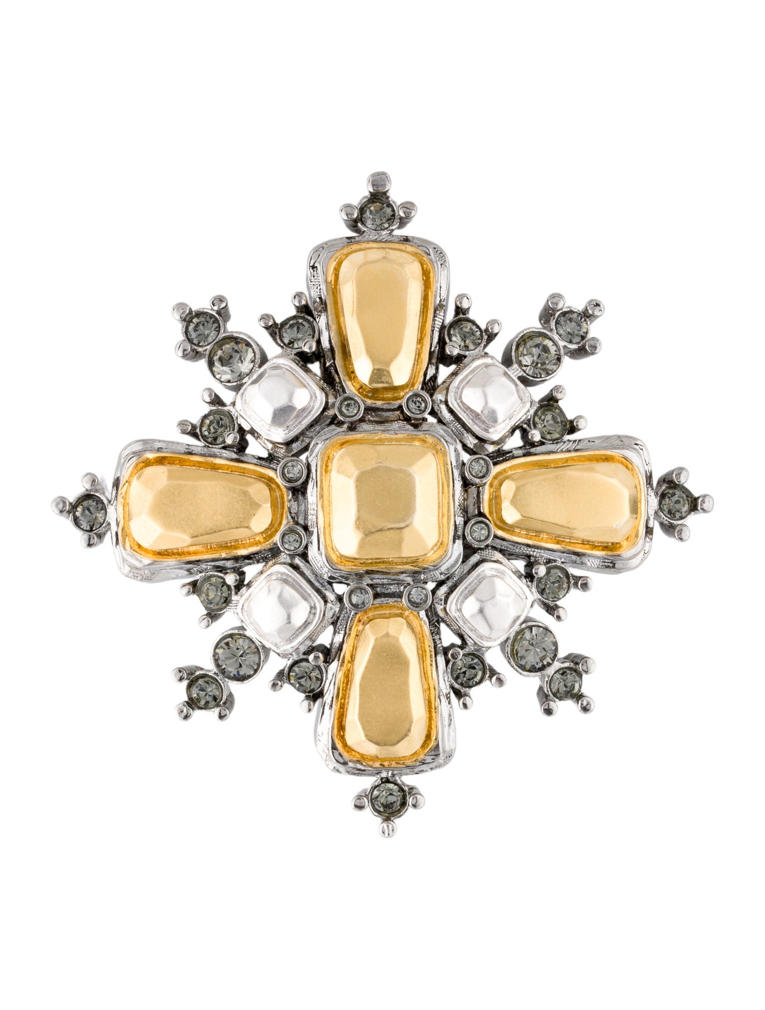 St. John Crystal Two-Tone Brooch