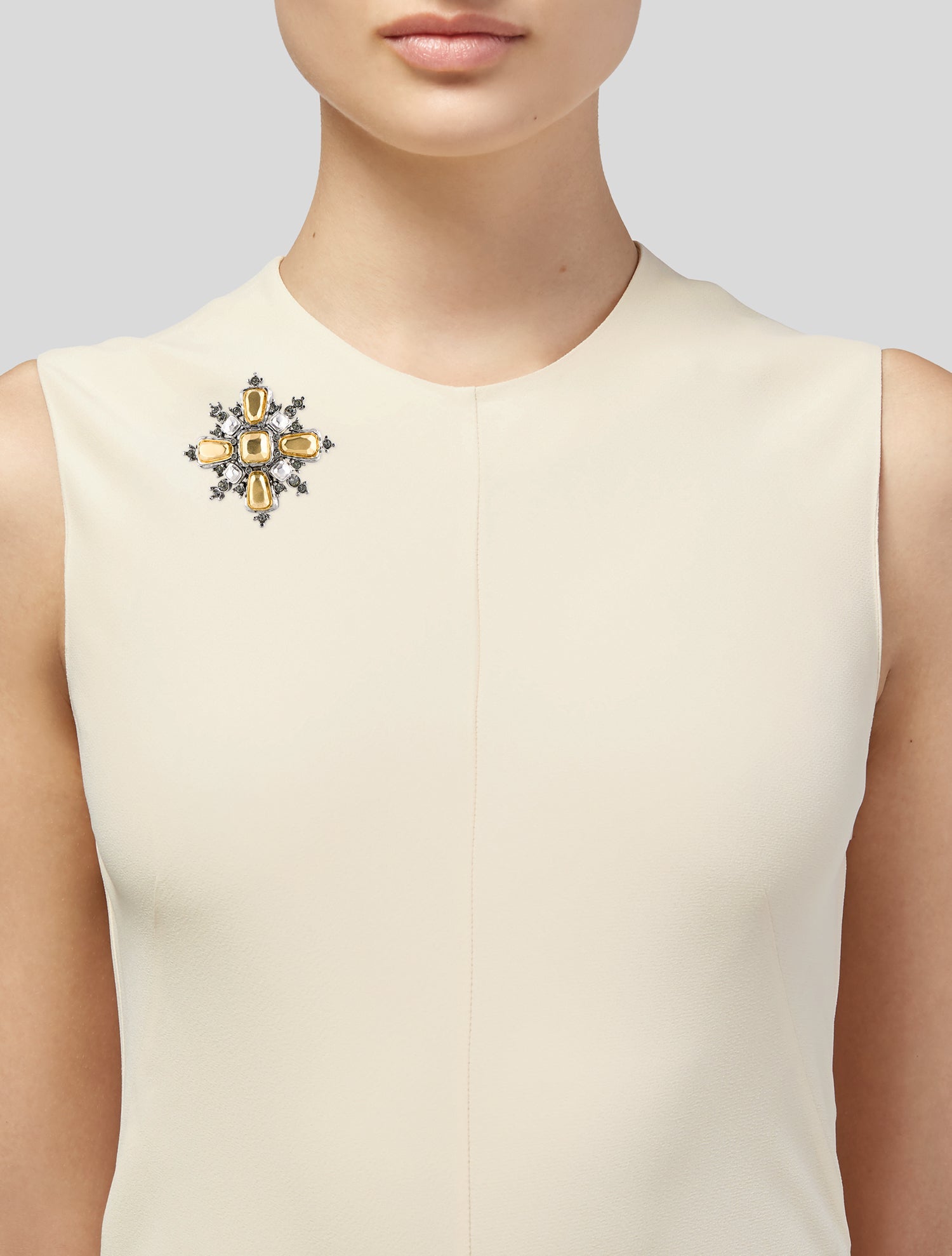 St. John Crystal Two-Tone Brooch