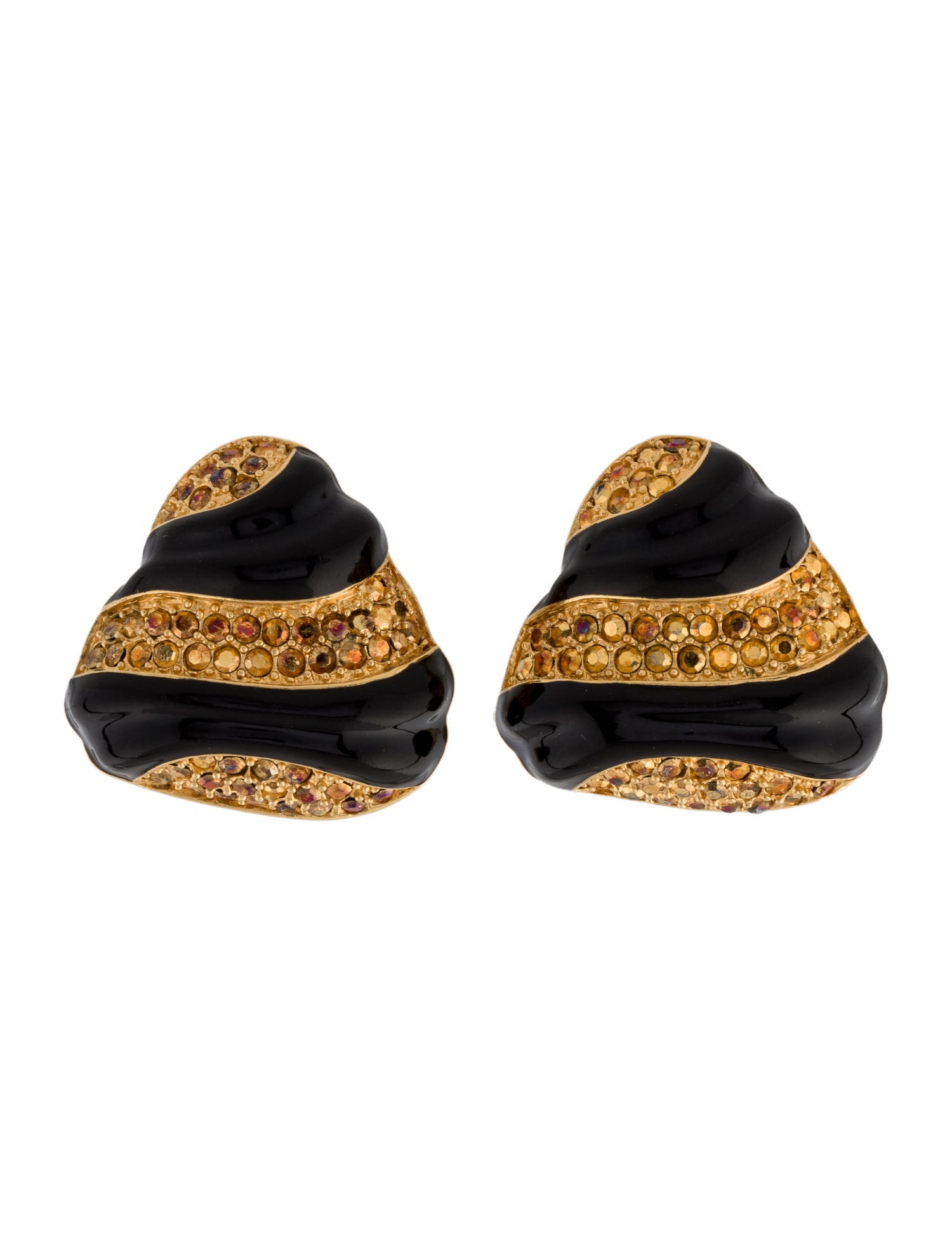 St. John Enamel & Crystal Clip-On Earrings