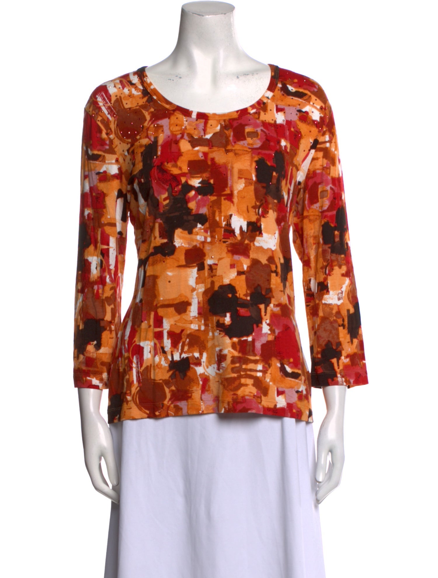 St. John Sport Printed Scoop Neck Blouse