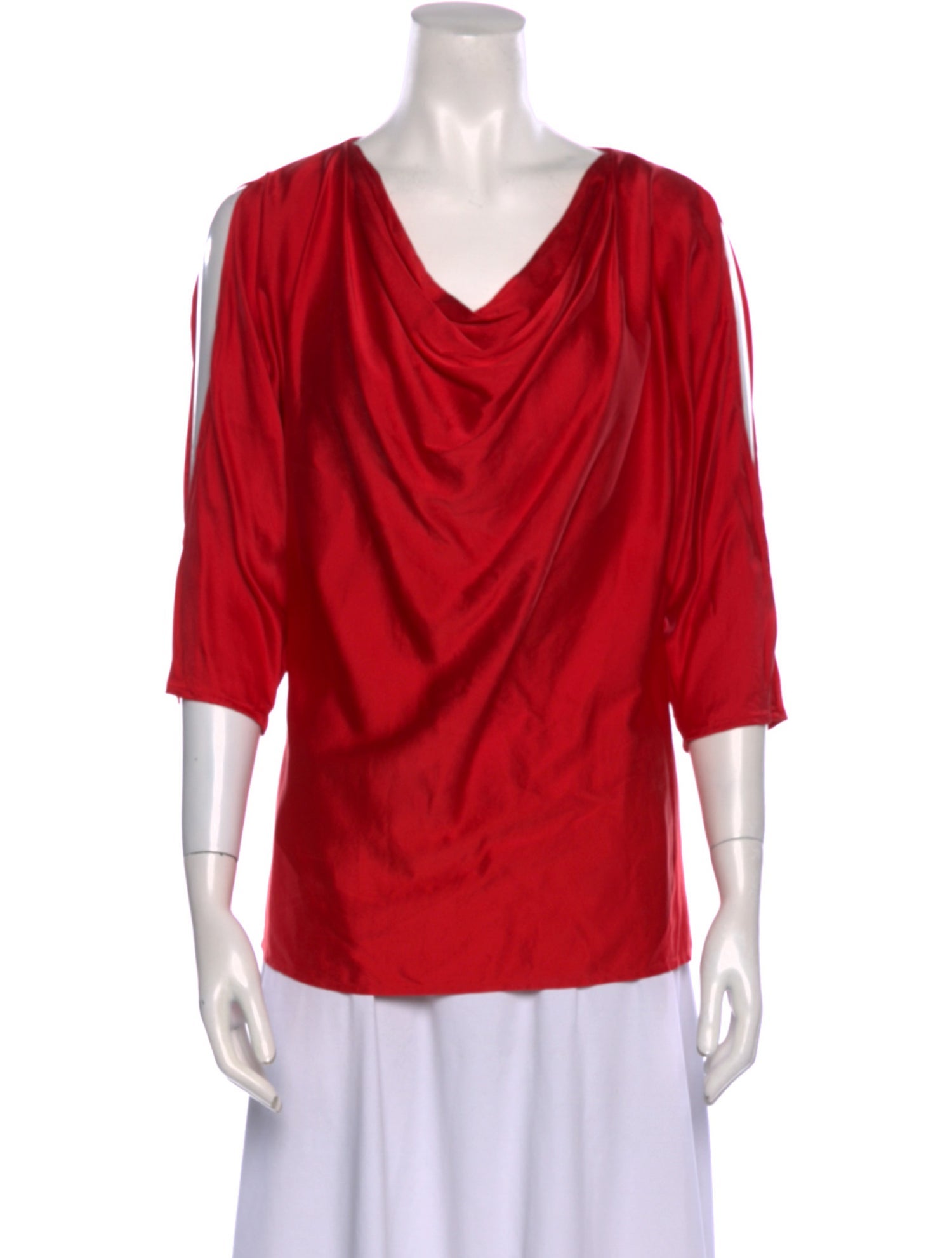 St. John Cowl Neck Three-Quarter Sleeve Blouse