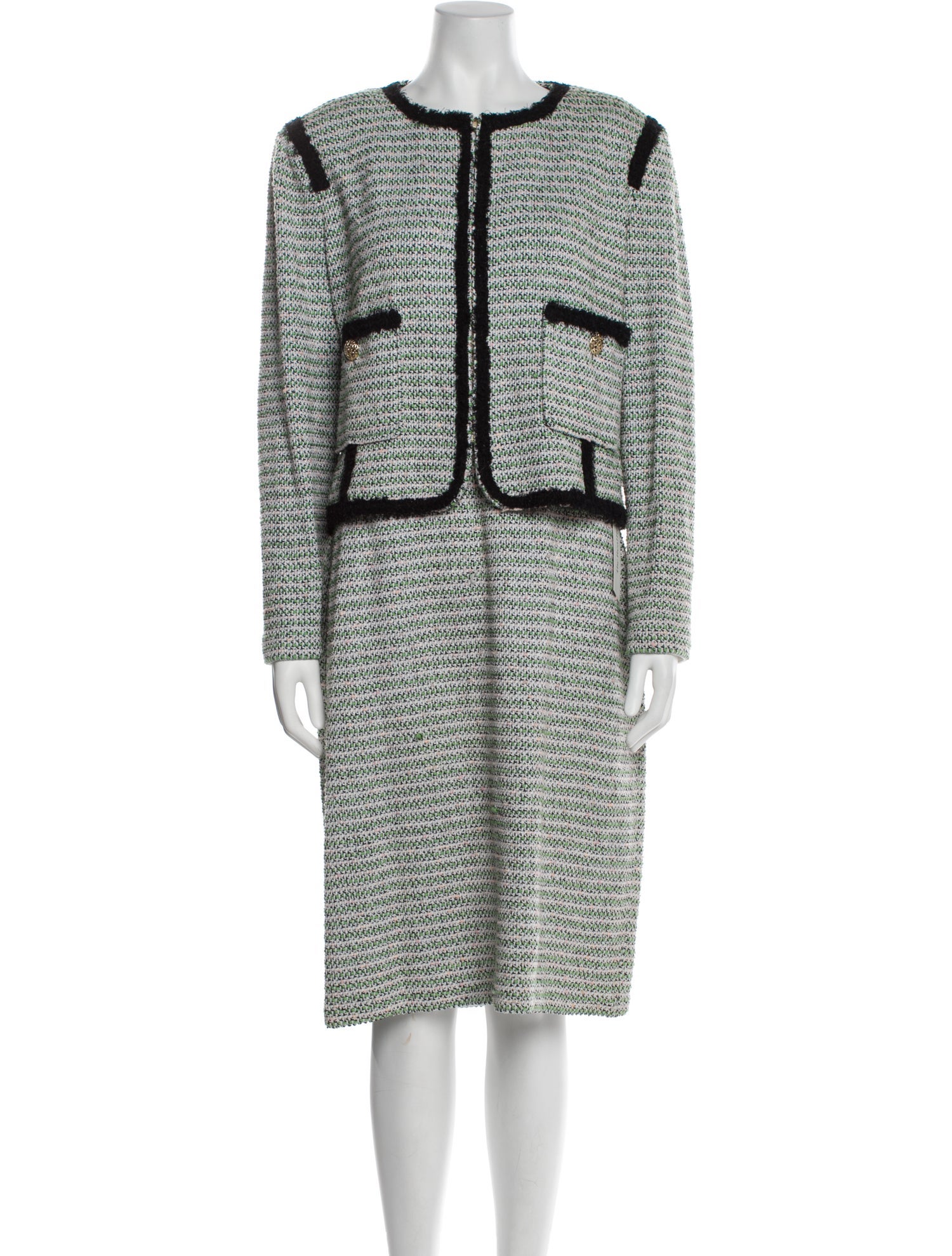 St. John Wool Tweed Pattern Dress Set