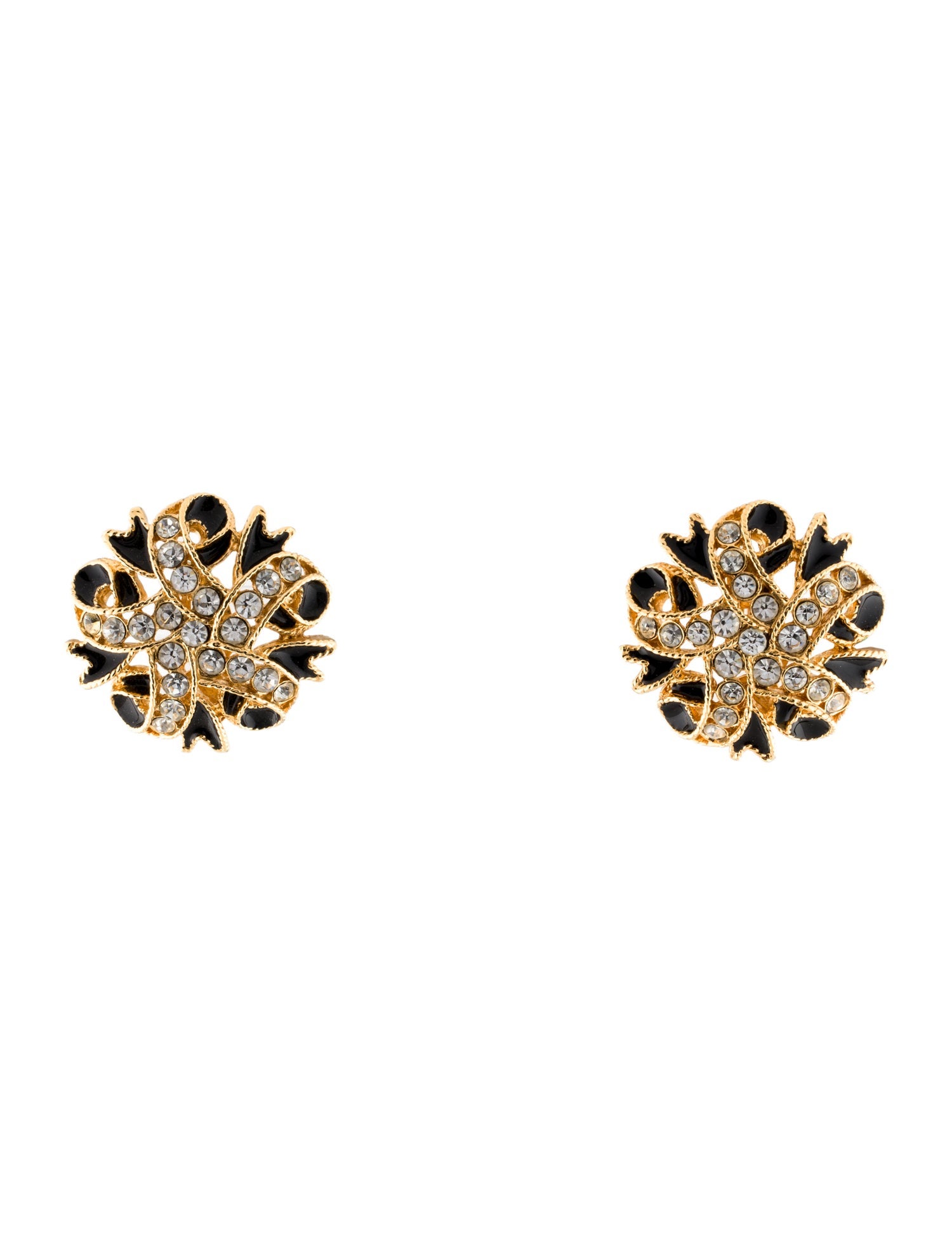 St. John Enamel & Crystal Clip-On EArrings