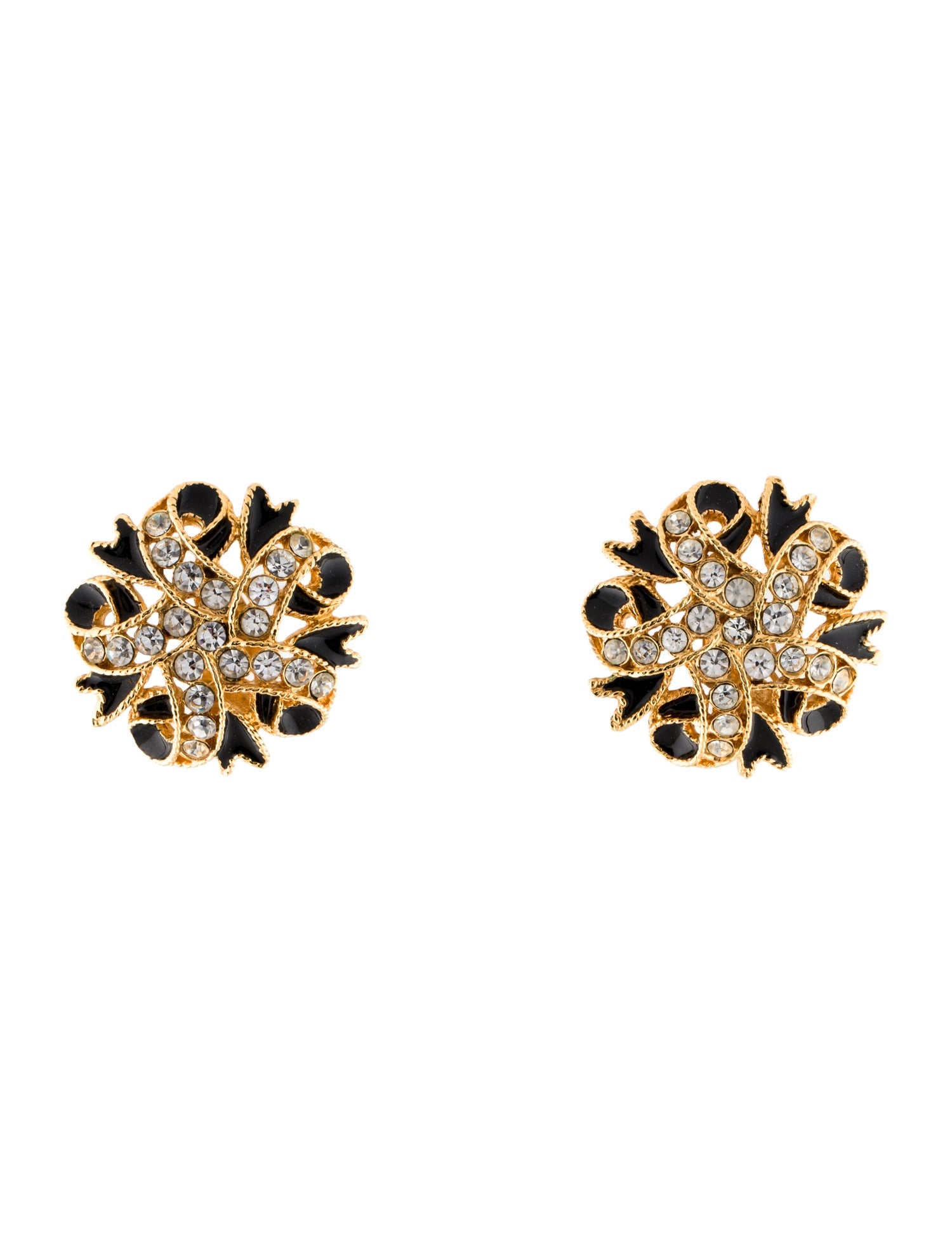 St. John Enamel & Crystal Clip-On Earrings
