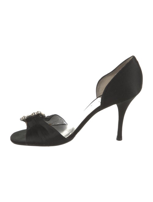 St. John Satin Crystal Embellishments Slingback Sandals