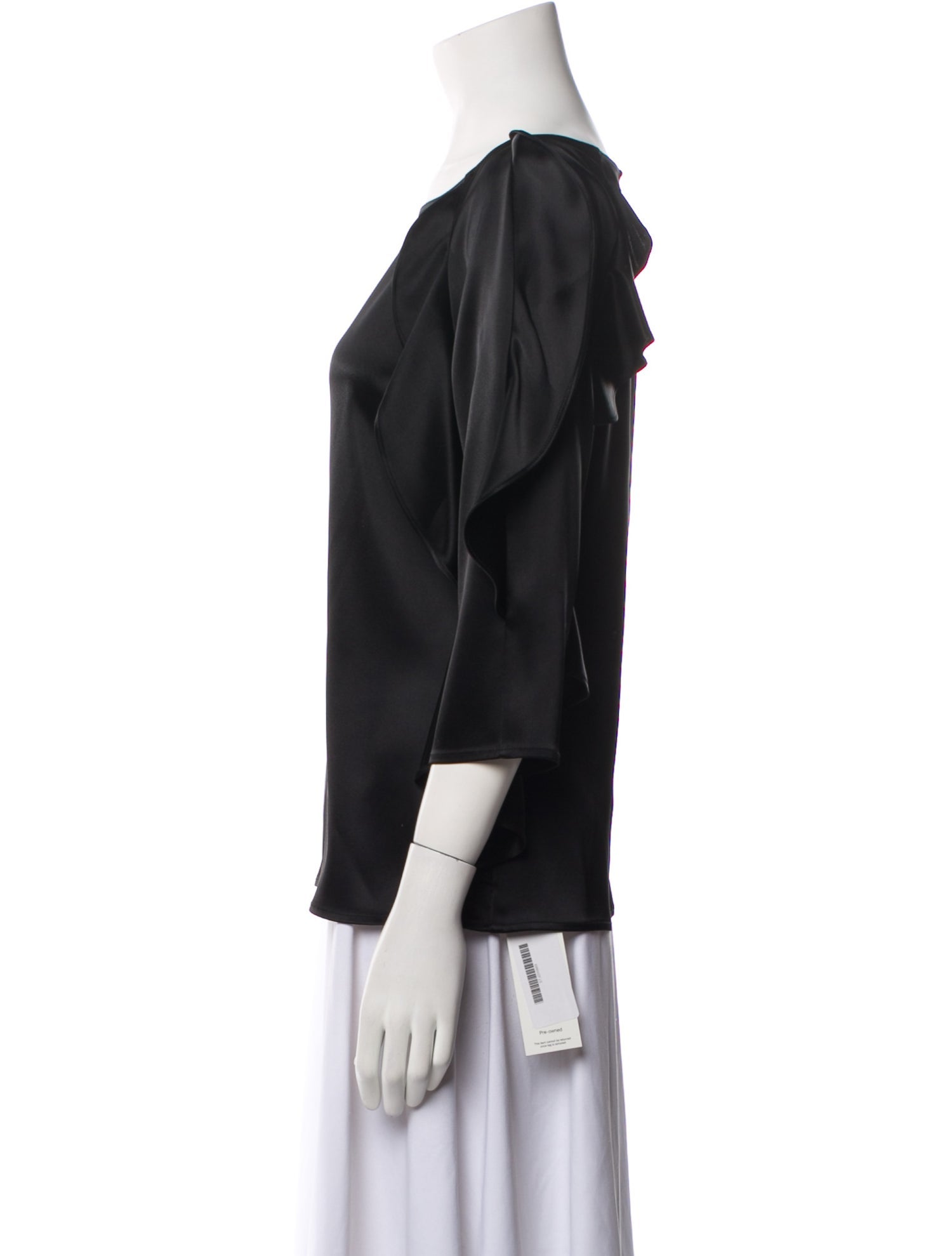 St. John Couture Bateau Neckline Three-Quarter Sleeve Blouse