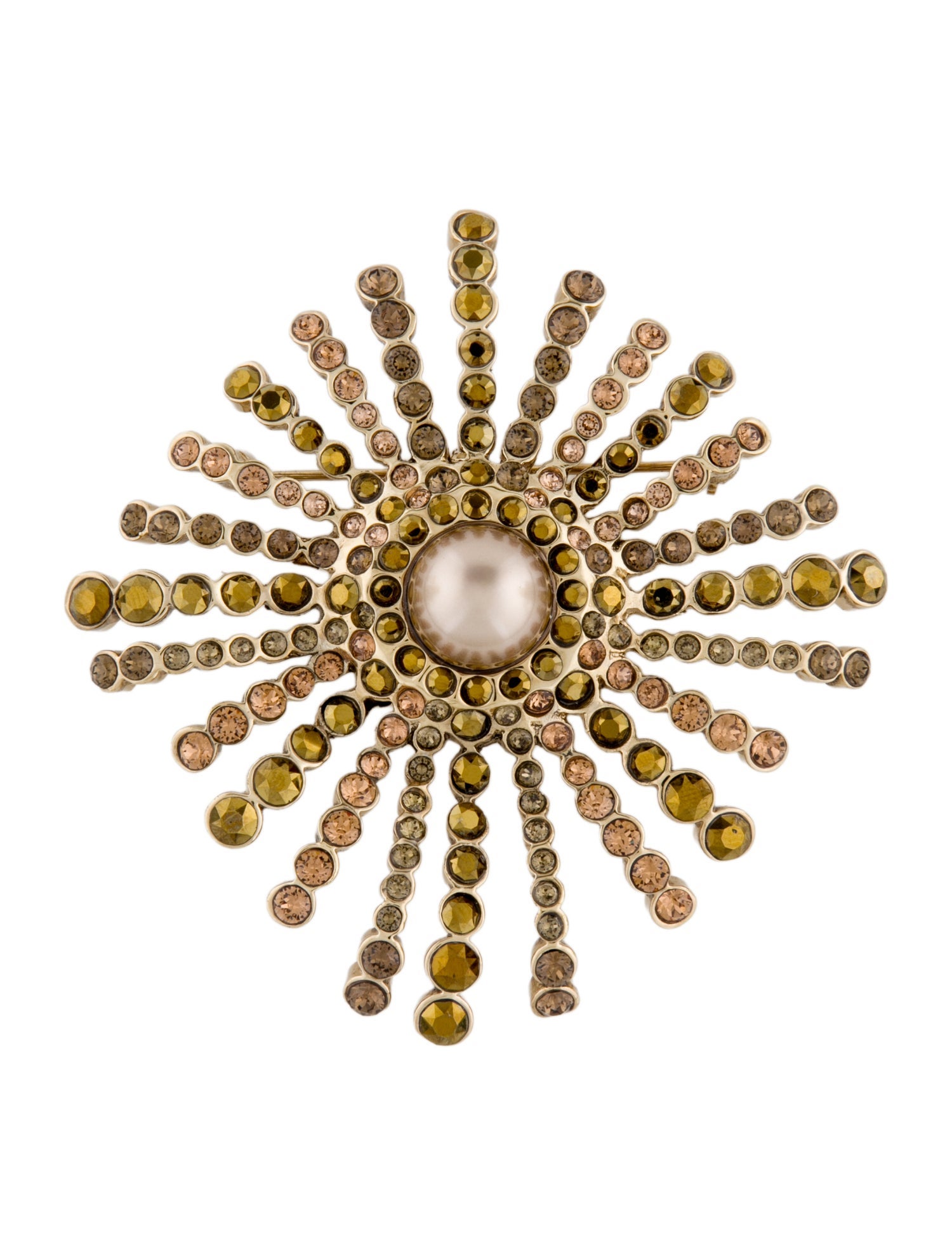 St. John Faux Pearl & Crystal Pin Brooch