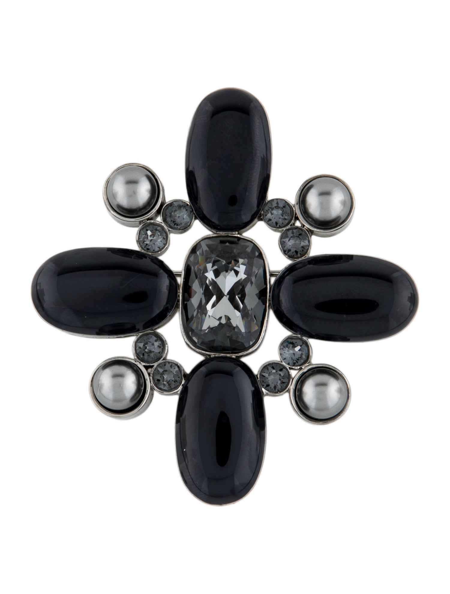 St. John Faux Pearl, Resin, & Crystal Convertible Pin Brooch