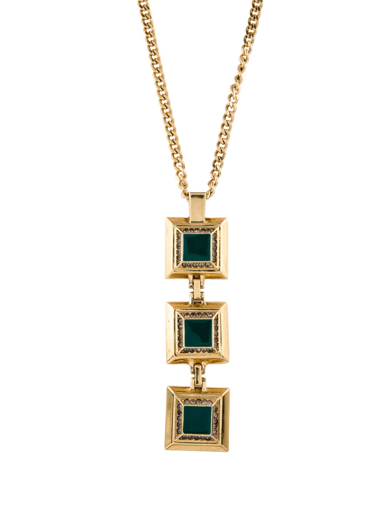 St. John Crystal & Enamel Pendant Necklace