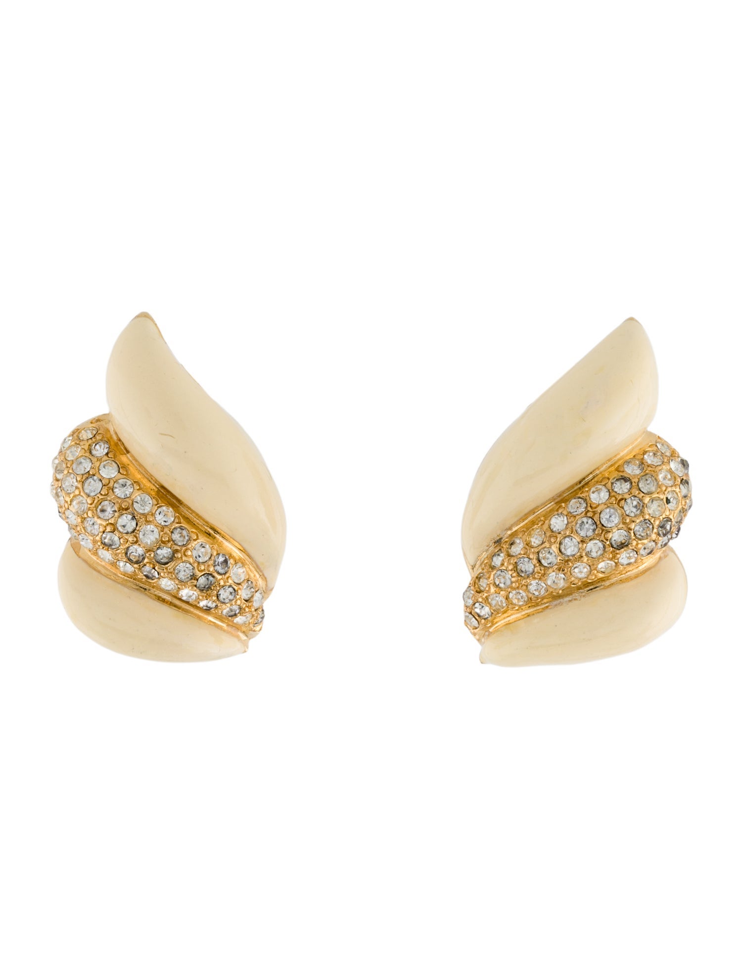 St. John Enamel & Crystal Clip-On Earrings