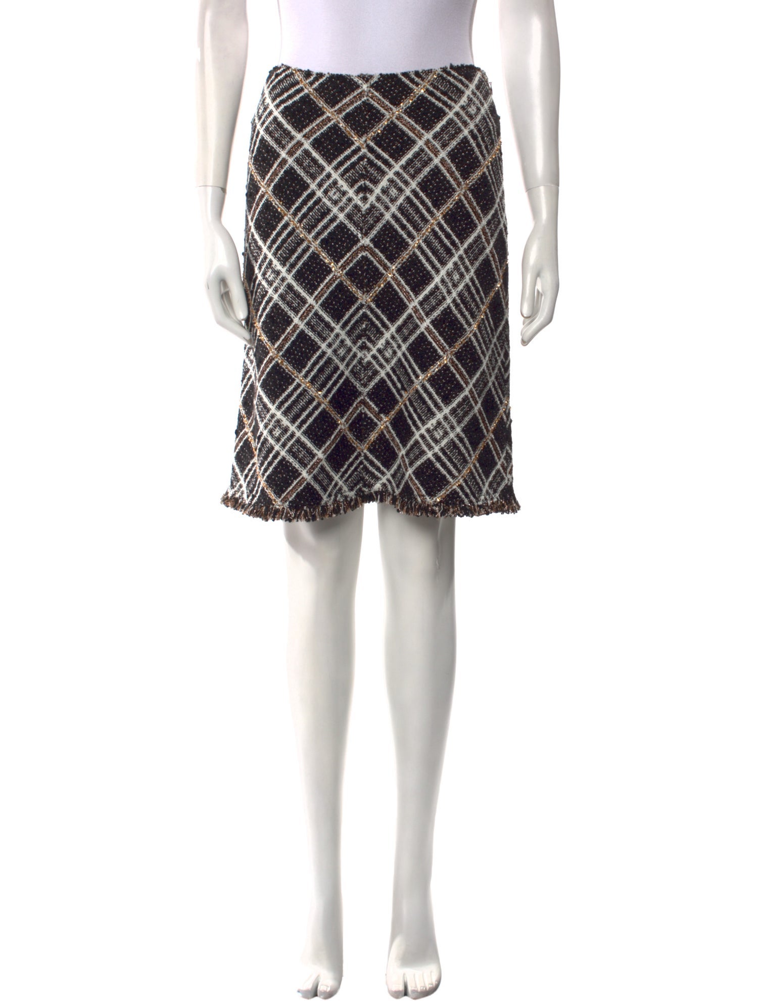 St. John Plaid Print Knee-Length Skirt