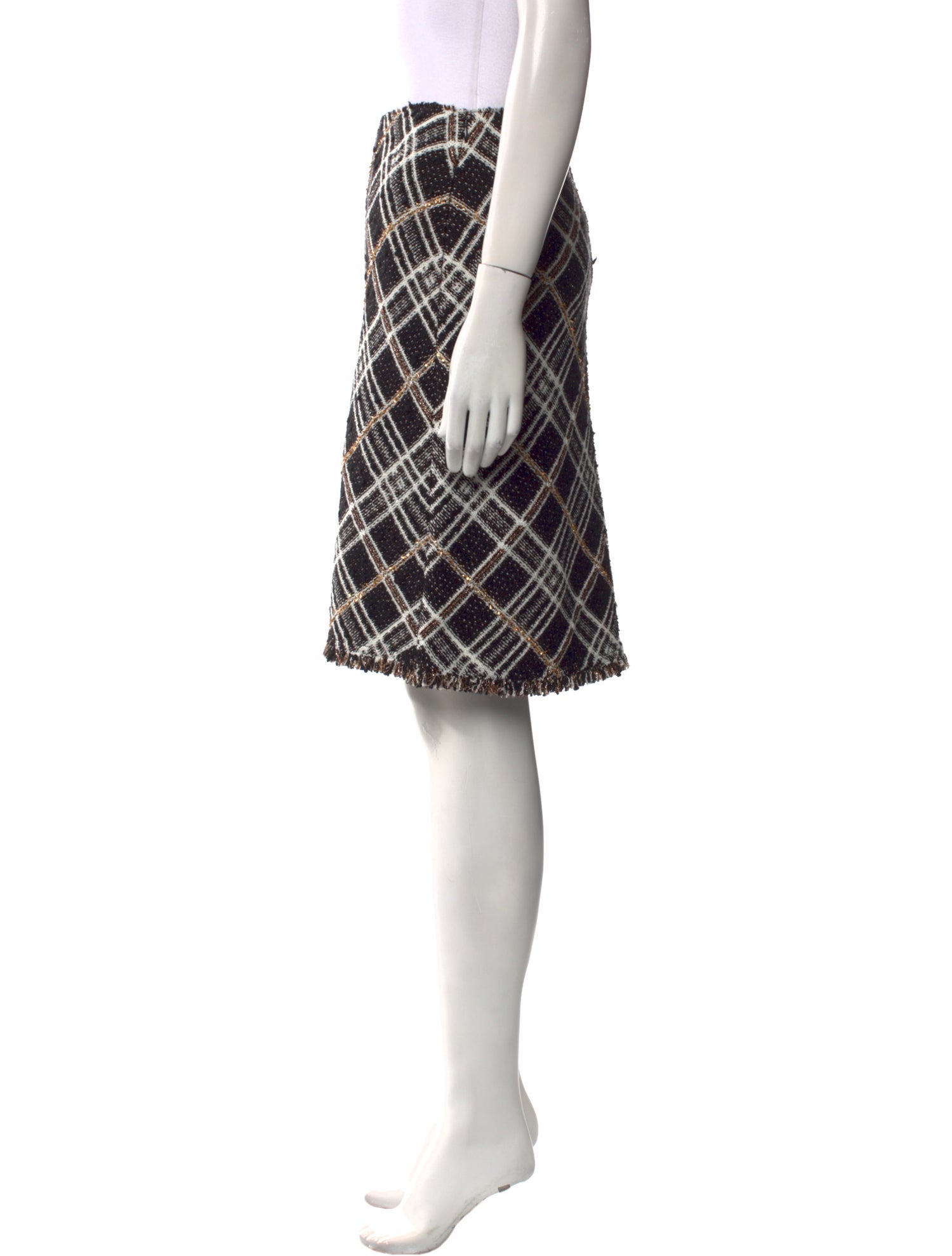 St. John Plaid Print Knee-Length Skirt