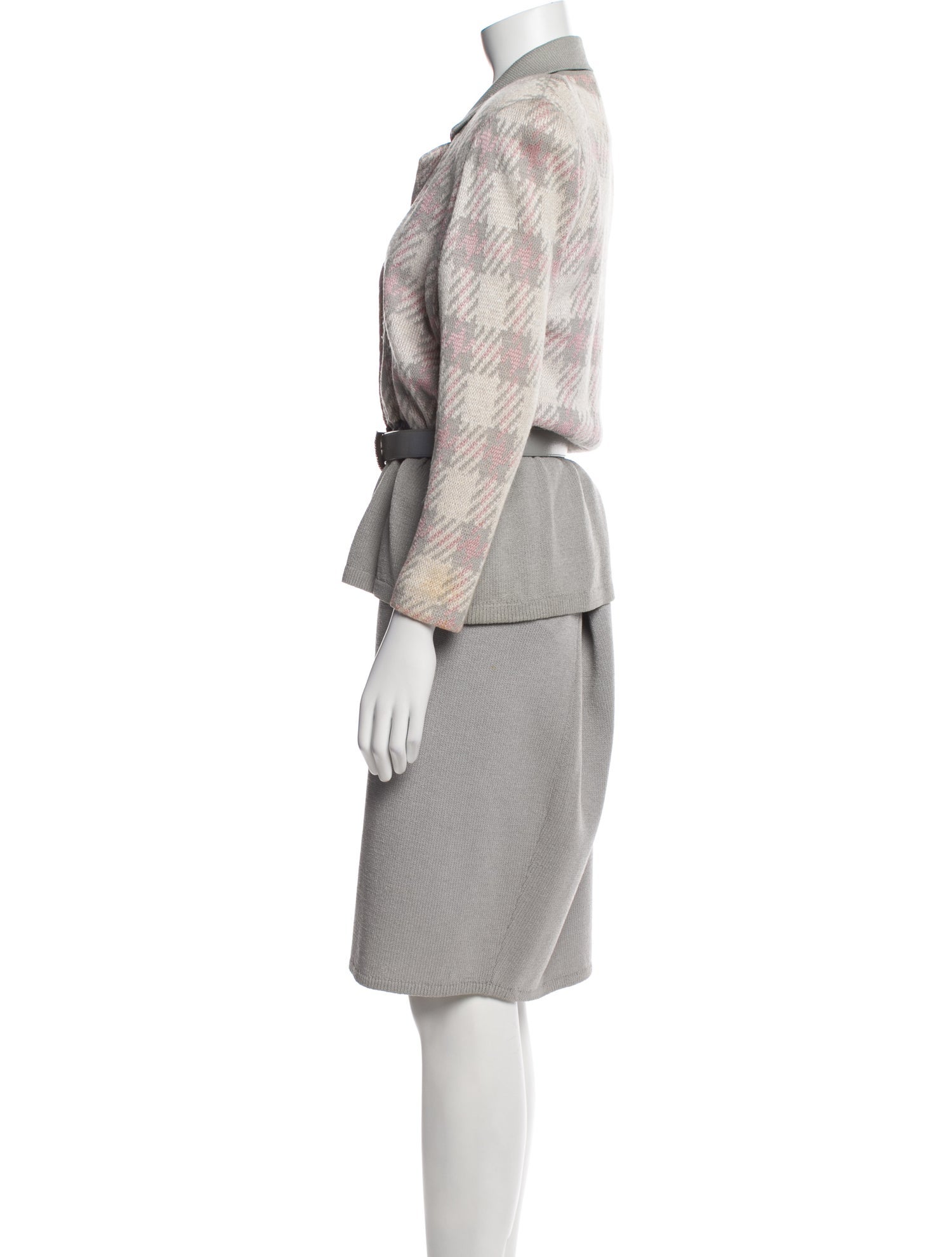 St. John Plaid Print Skirt Suit