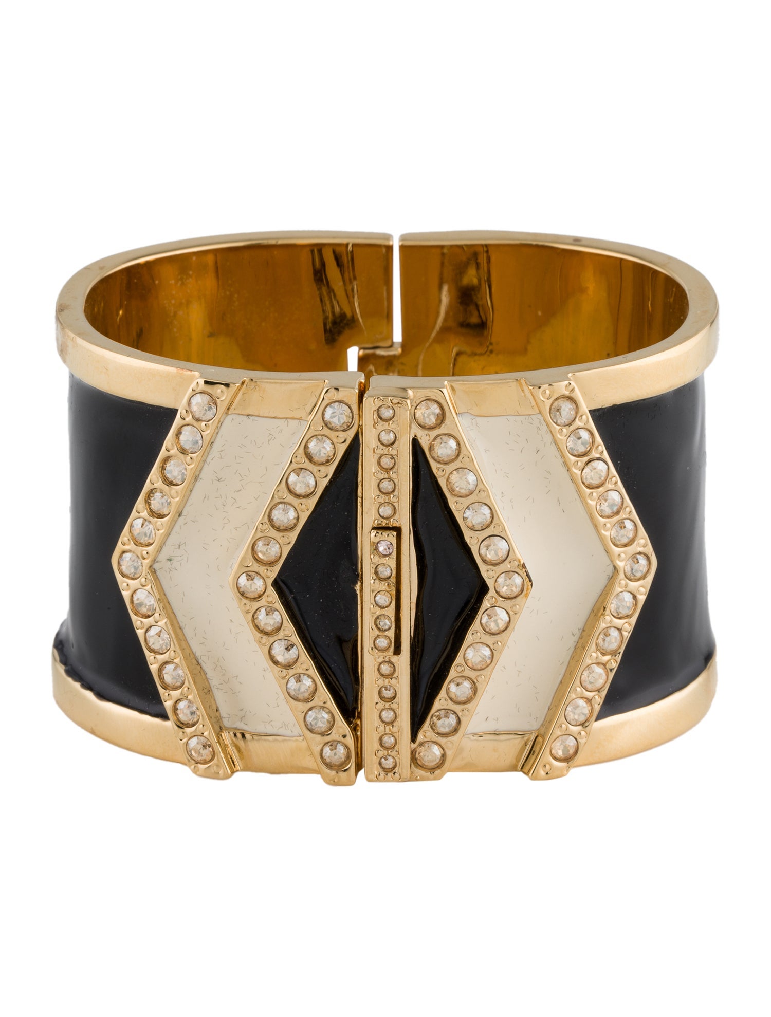 St. John Crystal & Enamel Hinged Cuff Bracelet