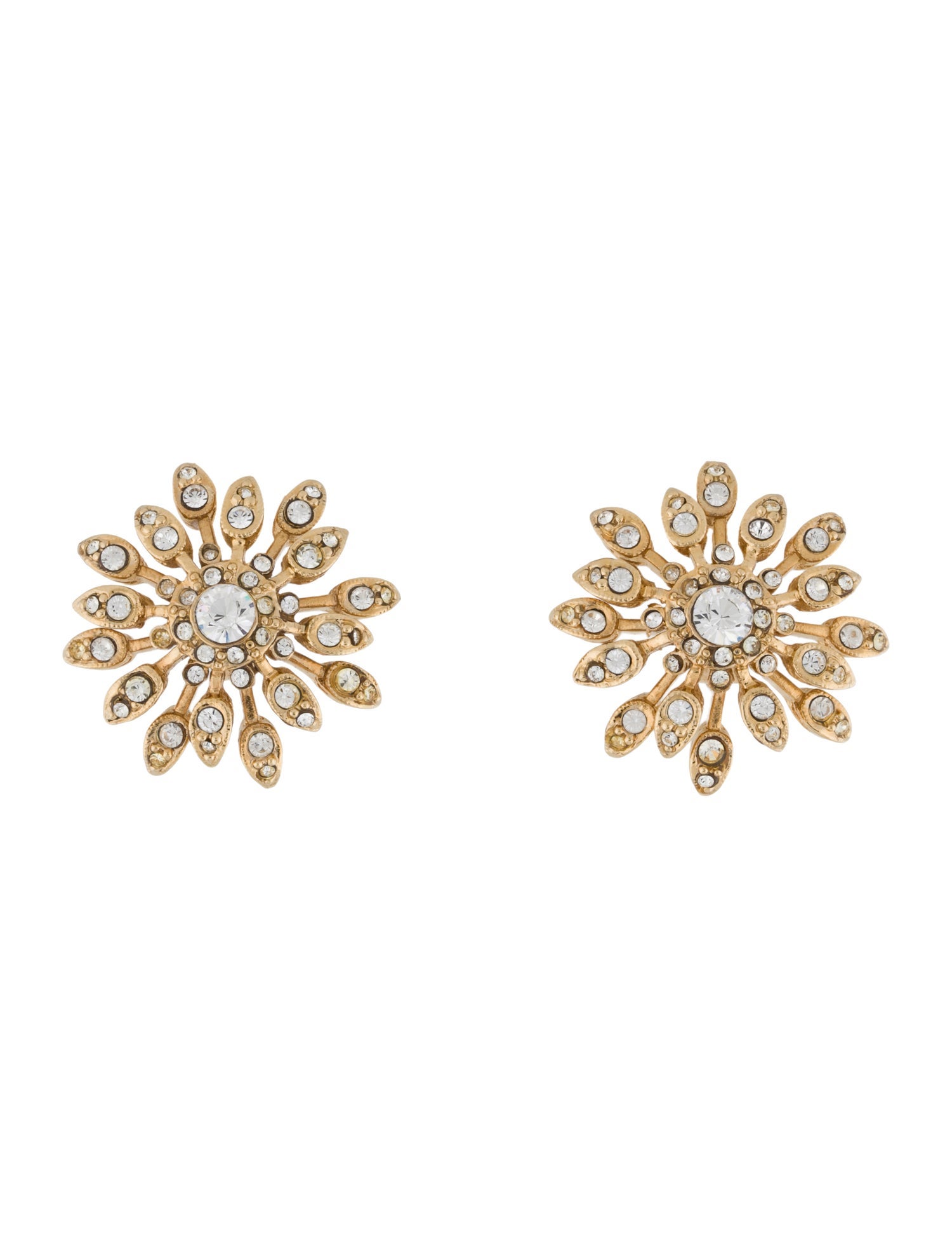 St. John Vintage Crystal Starburst Clip-On Earrings