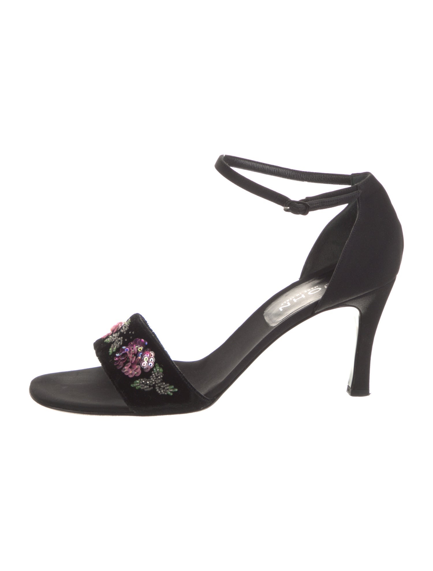 St. John Satin Sequin Embellishments Sandals