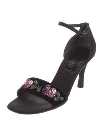 St. John Satin Sequin Embellishments Sandals