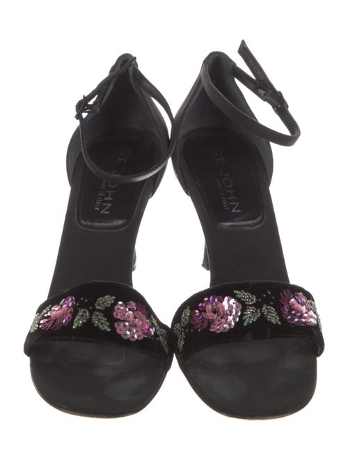 St. John Satin Sequin Embellishments Sandals