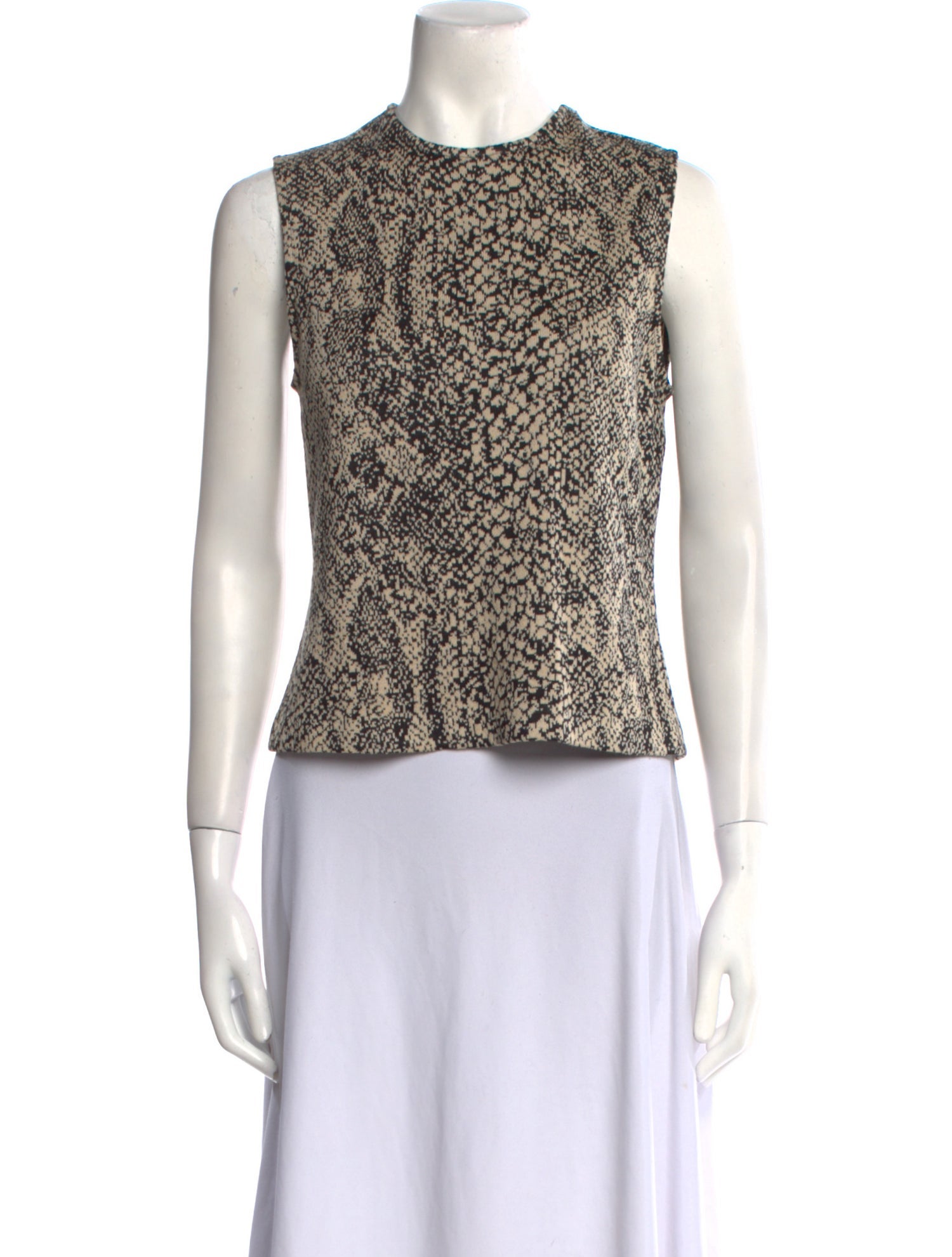St. John Animal Print Crew Neck Top